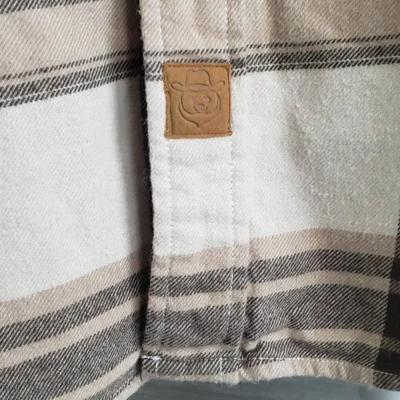 Dubinik Flannel Customized Version Brown Plaid Button Up Classic Warm Men's L - Picture 10 of 12